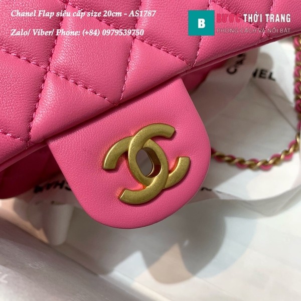 Túi xách Chanel Flap Bag siêu cấp da cừu màu hồng size 20cm - AS1787