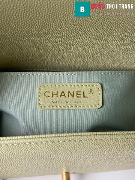 Túi xách Chanel boy siêu cấp màu xanh cốm size 25 cm - A67086
