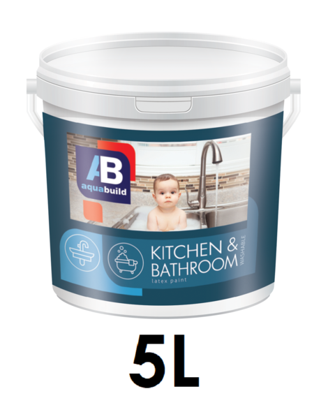 5L KITCHEN & BATHROOM PAINT White Matt Emulsion Latex Cleanable Paint