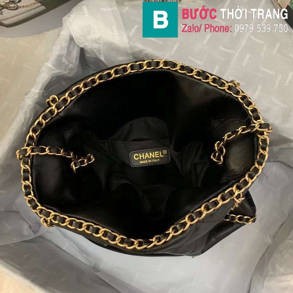 Túi xách Chanel bucket bag siêu cấp da bê màu đen size 20cm - AS2738