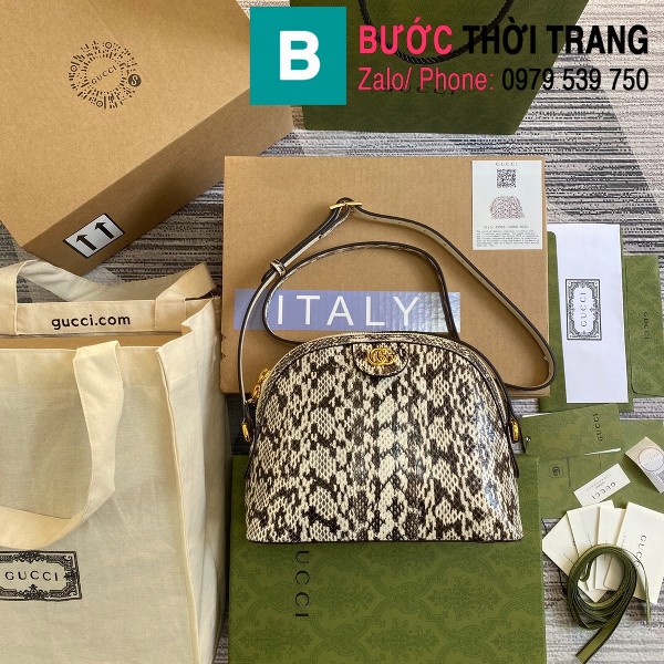 Túi xách Gucci Ophidia Small Shoulder siêu cấp da trăn màu trắng đen size 26cm - 499621