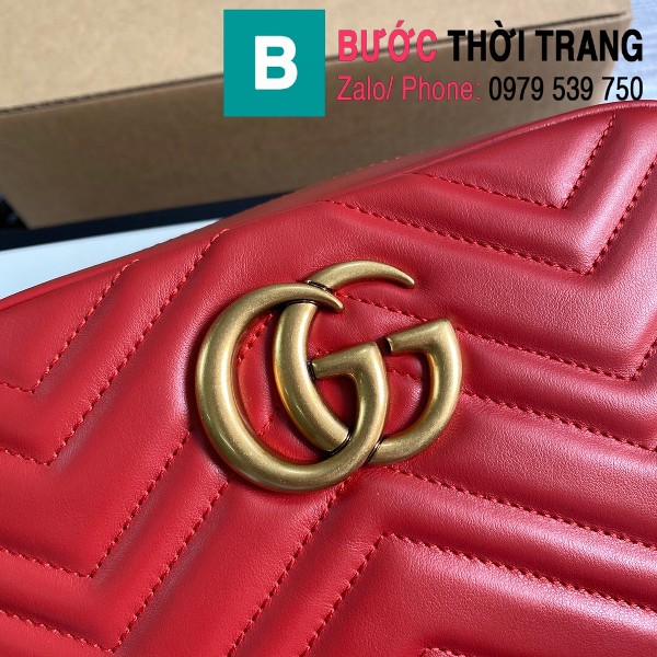 Túi xách Gucci Marmont small matelassé shoulder bag siêu cấp màu đỏ size 24cm - 447632