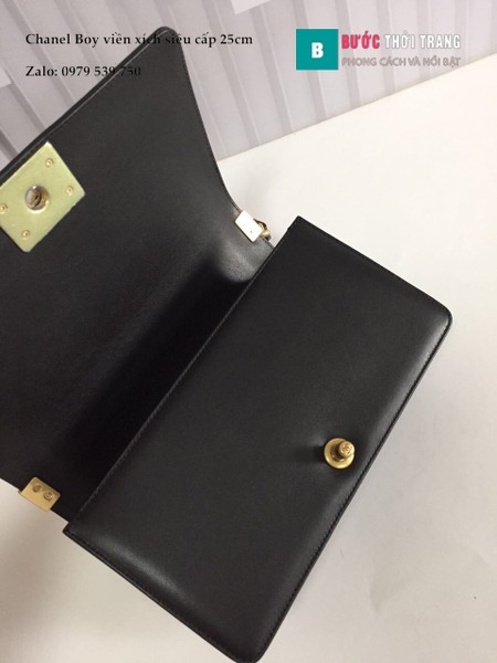 Túi Xách Chanel Boy Siêu Cấp Vân V màu đen 25cm - A67086