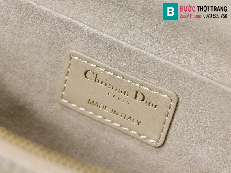 Túi xách Dior Travel vanity case siêu cấp da cừu màu da size 18.5cm