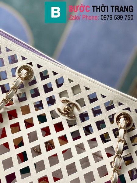 Túi xách Chanel shopping bag siêu cấp da bê màu trắng size 36cm - AS2377