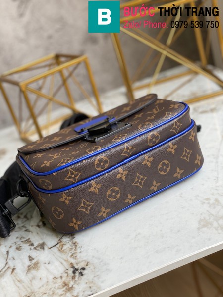 Túi xách Louis Vuitton S Lock messenger siêu cấp monogram viền xanh size 22cm - M45863