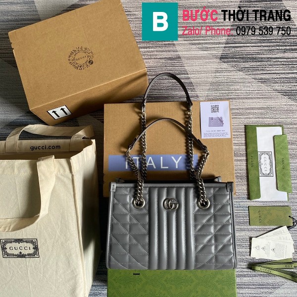 Túi xách Gucci chain bag siêu cấp mẫu mới màu xanh xám size 26.5cm - 691483