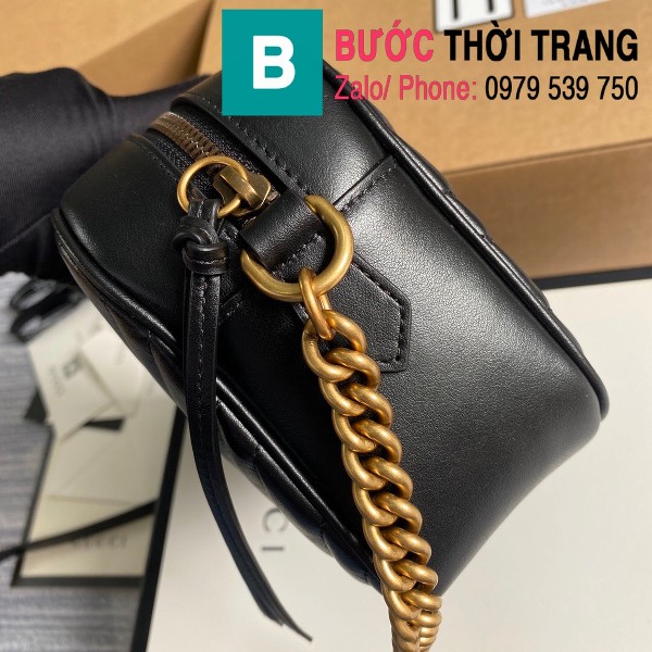 Túi xách Gucci Marmont small matelassé shoulder bag siêu cấp màu đen size 24cm - 447632