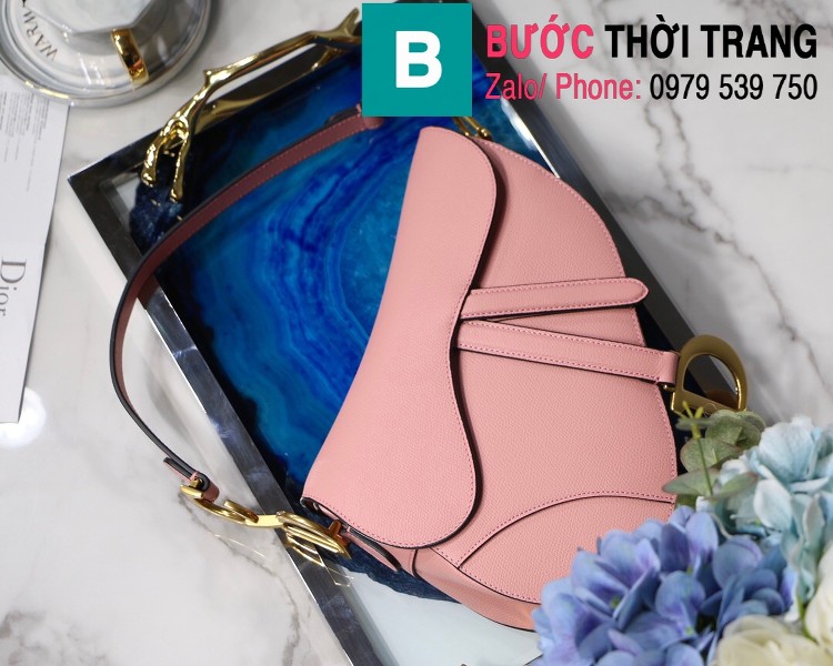 Túi xách Dior Saddle Bag siêu cấp chất liệu da bê màu hồng size 25.5cm 