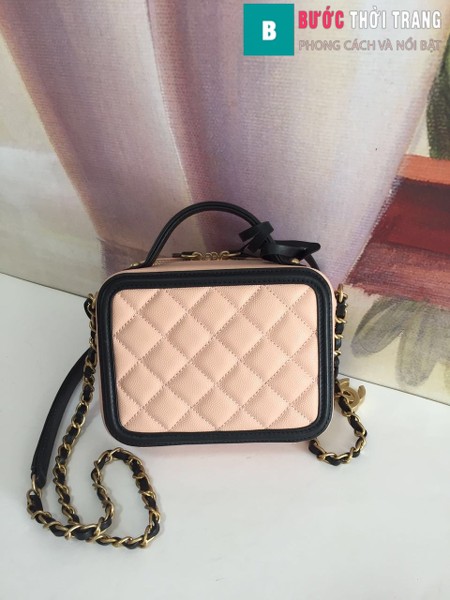 Túi xách Chanel Vanity case bag siêu cấp màu hồng size 17 cm - 93314