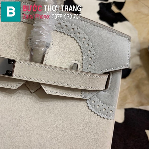  Túi xách Hermes Birkin siêu cấp da Togo màu trắng 1 size 30cm