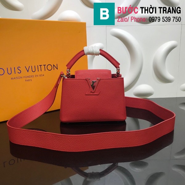Túi xách Louis Vuitton Capucines Taurillon siêu cấp màu đỏ size 21 cm - M56755