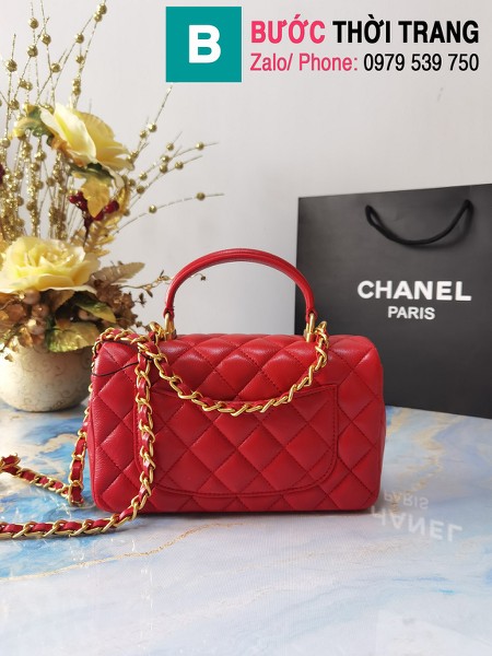 Túi xách Chanel siêu cấp mẫu mới 2021 da bê màu đỏ size 20 cm