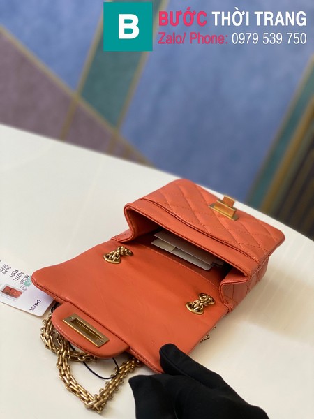 Túi xách Chanel Calfskinn2.55 Reissue Phone Bag siêu cấp da bê màu cam size 17cm - AS1326