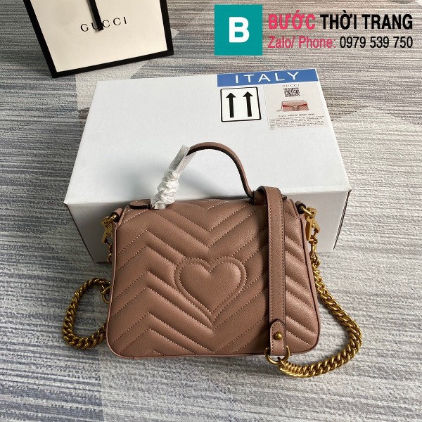Túi xách Gucci Marmont mini top handle bag siêu cấp màu nude size 21 cm - 547260
