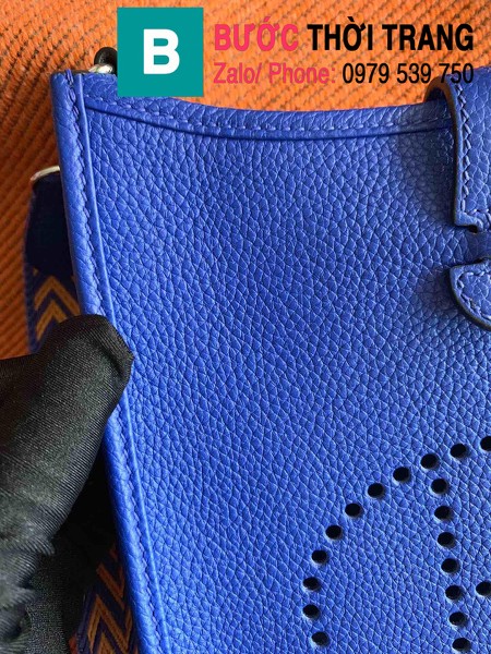 Túi xách Hermes Evelyne mini bag siêu cấp da togo màu xanh dương size 17cm