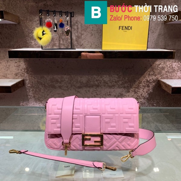 Túi xách Fendi Baguette bag siêu cấp da nappa màu hồng size 32cm
