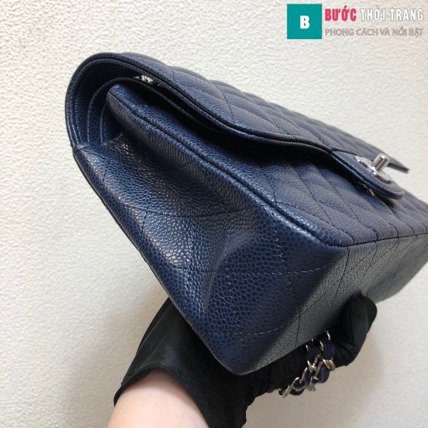 Túi xách Chanel Classic siêu cấp màu xanh đen size 25 cm - 1112