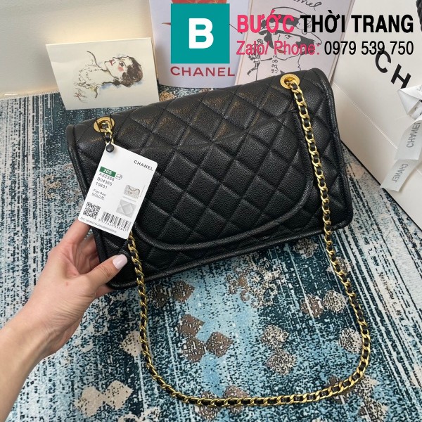 Túi đeo chéo Chanel siêu cấp da bê màu đen size 30cm - AS2358 