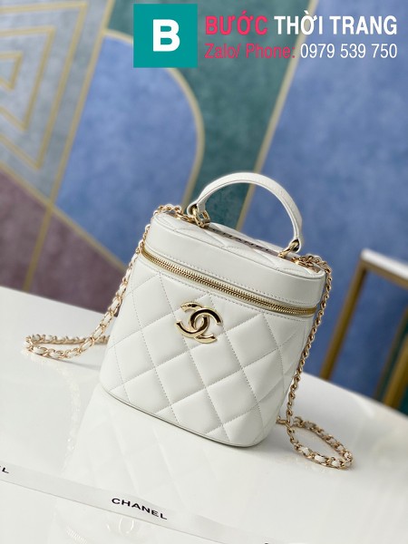 Túi xách Chanel Vantity Case siêu cấp da lambkin màu trắng size 24 cm - 1626