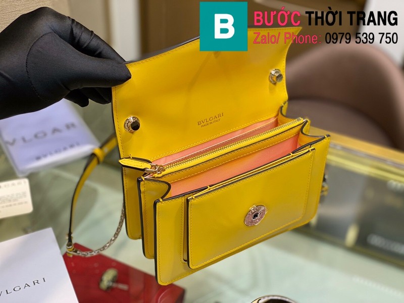 Túi BVLgari Seventi Porever Crossbody Bag siêu cấp da bê màu vàng size 19cm - 289676 