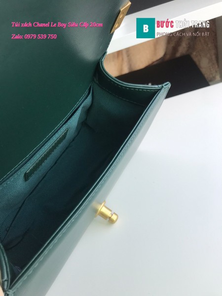 Túi Xách Chanel Boy Siêu Cấp ô trám màu xanh lá đậm 20cm - A67085