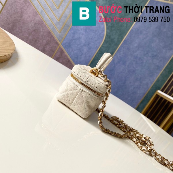 Túi xách Chanel Small Vanity With Chain siêu câp da bê màu trắng size 12cm - AP2194
