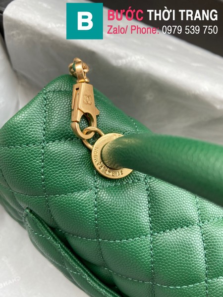Túi xách Chanel Coco Handle Small siêu cấp da bê màu xanh két size 24 cm - A92990
