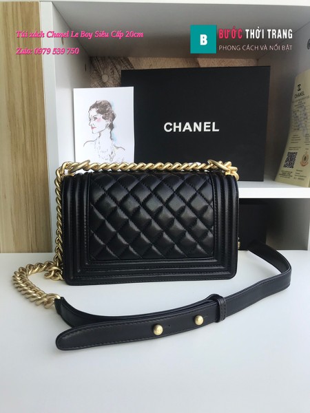 Túi Xách Chanel Boy Siêu Cấp ô trám màu đen 20cm - A67085