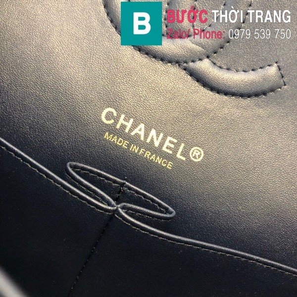 Túi xách Chanel CF 1112 Classic Flap Bag siêu cấp da cừu màu xanh đen size 25cm