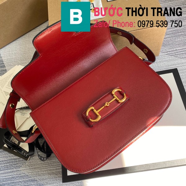 Túi xách Gucci Horsebit 1955 shoulder bag siêu cấp da bê màu đỏ size 25cm - 602204