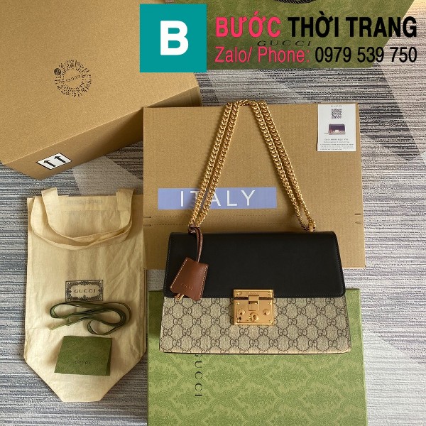 Túi xách Gucci Tian Padlock Shoulder bag siêu cấp màu be đen size 30cm - 409486 