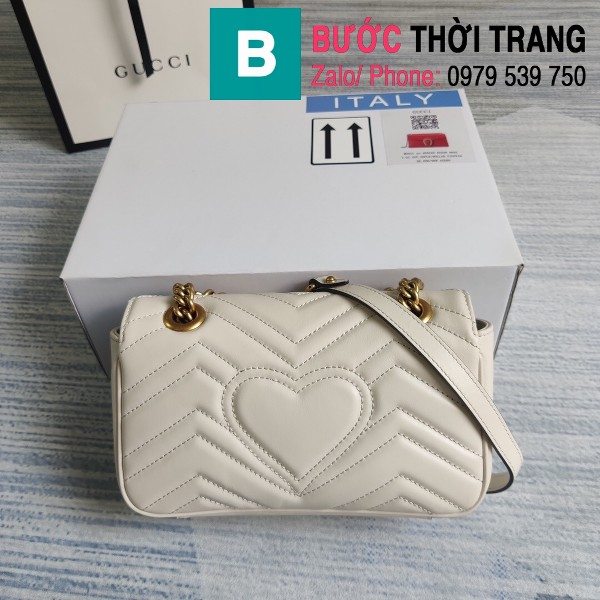 Túi xách Gucci Marmont matelasé mini bag siêu cấp màu trằng size 22cm - 446744