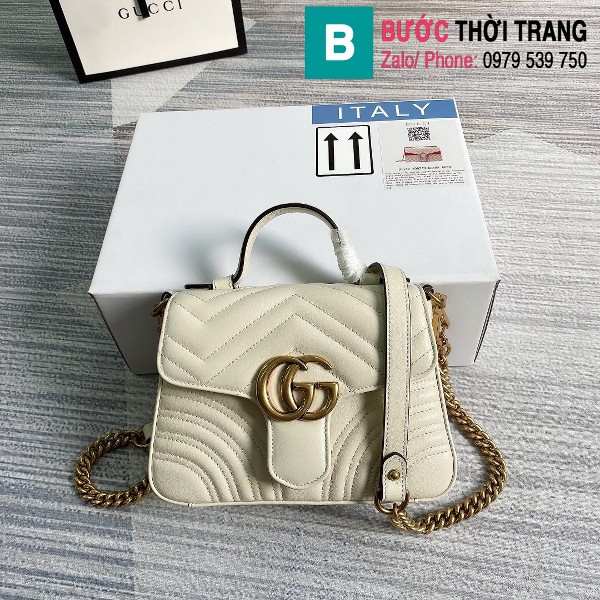 Túi xách Gucci Marmont mini top handle bag siêu cấp màu trắng size 21 cm - 547260