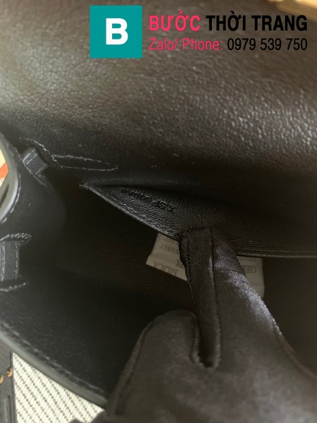  Túi xách Hermes Kelly mini siêu cấp da epsom màu đen size 19.5cm