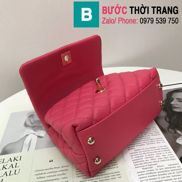 Túi xách Chanel Coco Handle Mini bag siêu cấp da bê màu hồng size 19cm - AS2215 