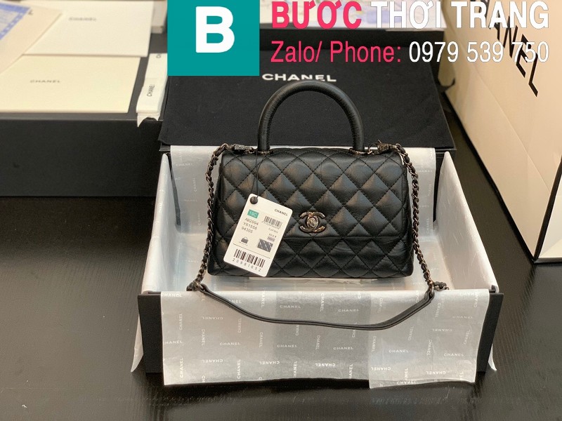 Túi xách Chanel Coco Handle Small siêu cấp da bê màu đen size 23 cm - 92994