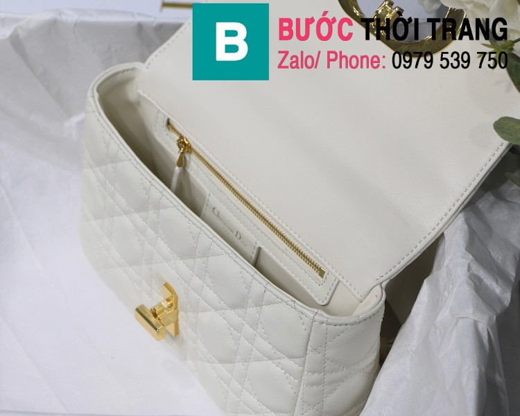 Túi xách Dior Caro siêu cấp da bò mềm màu trắng size 20cm - M8016