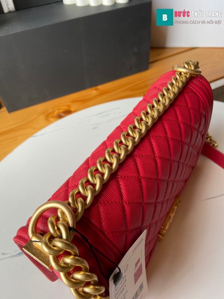 Túi xách Chanel boy siêu cấp đỏ size 25 cm - A67086 