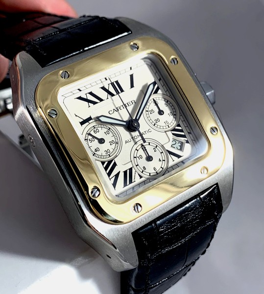 SOLD - Cartier Santos 100XL Chronograph Steel & Gold 42mm | Omega Forums
