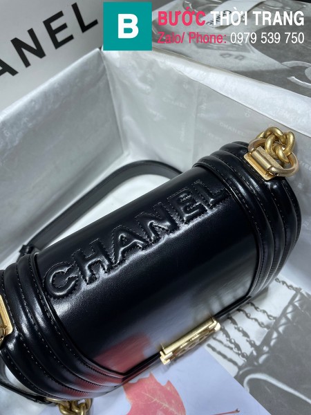 Túi xách Chanel Leboy mini siêu cấp da bê màu đen size 18cm - AS3018