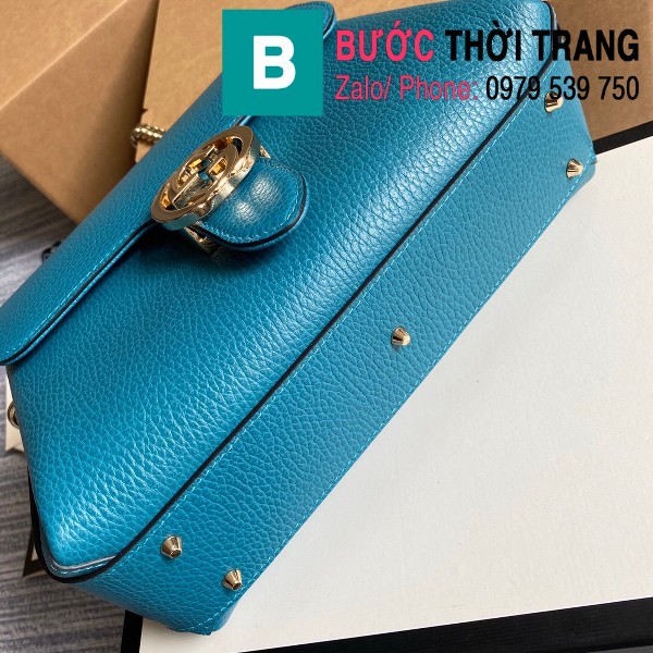 Túi xách Gucci Interlocking Leather Chain Crossbody Bag siêu cấp màu xanh size 25cm - 510302