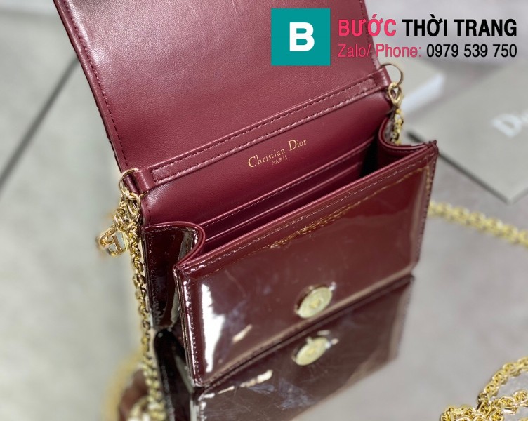 Túi xách Lady Dior Nano Pouck siêu cấp da bê màu đỏ đô size 13.5cm -D6401
