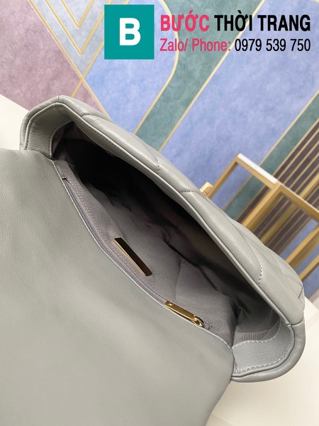Túi xách Chanel 19 flap bag siêu cấp da bê màu ghi size 26 cm - 1160