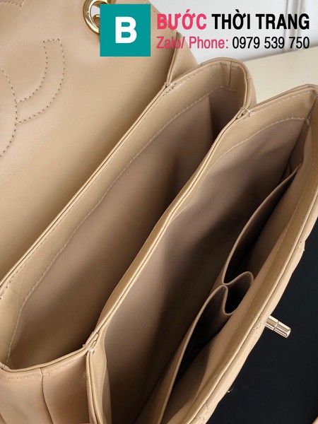 Túi xách Chanel Plap Bag With Top Handle siêu cấp da cừu màu nude size 25cm - 92236 