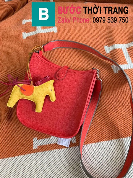Túi xách Hermes Evelyne mini bag siêu cấp da togo màu đỏ size 17cm
