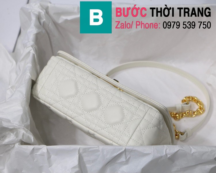 Túi xách Dior Caro siêu cấp da bò mềm màu trắng size 20cm - M8016
