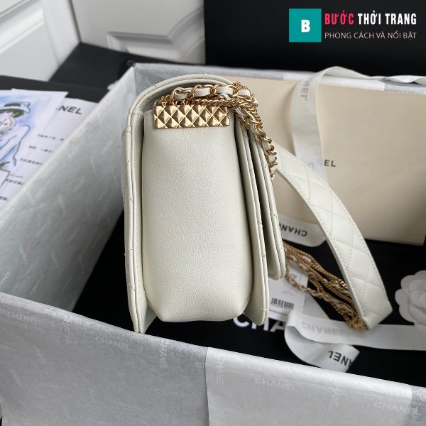 Túi xách Chanel Woke Classic Fap siêu cấp màu trắng da cừu size 21 cm - AS2052