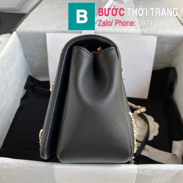 Túi xách Chanel Flap Bag siêu cấp da cừu màu đen size 22cm - AS2383