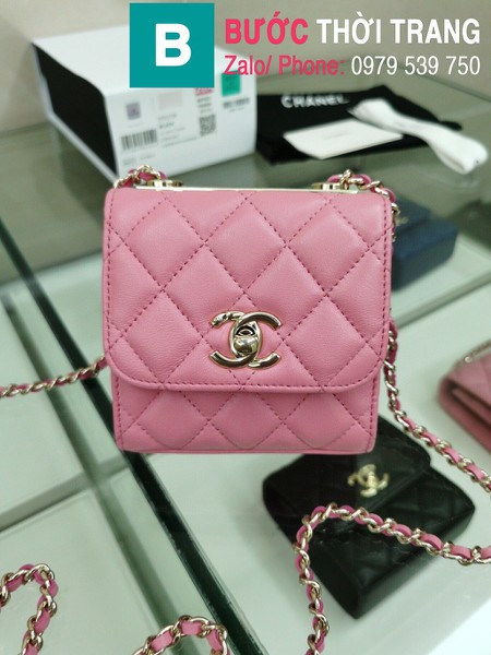 Túi xách Chanel Small Trendy CC siêu cấp da cừu màu hồng đậm size 11 cm - A81633Y 